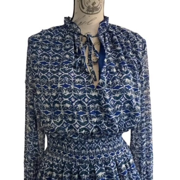 Zara Floral Dress Mini Long Sleeve A-Line Fit & Flare Smocked Waist Light Small - Picture 3 of 14